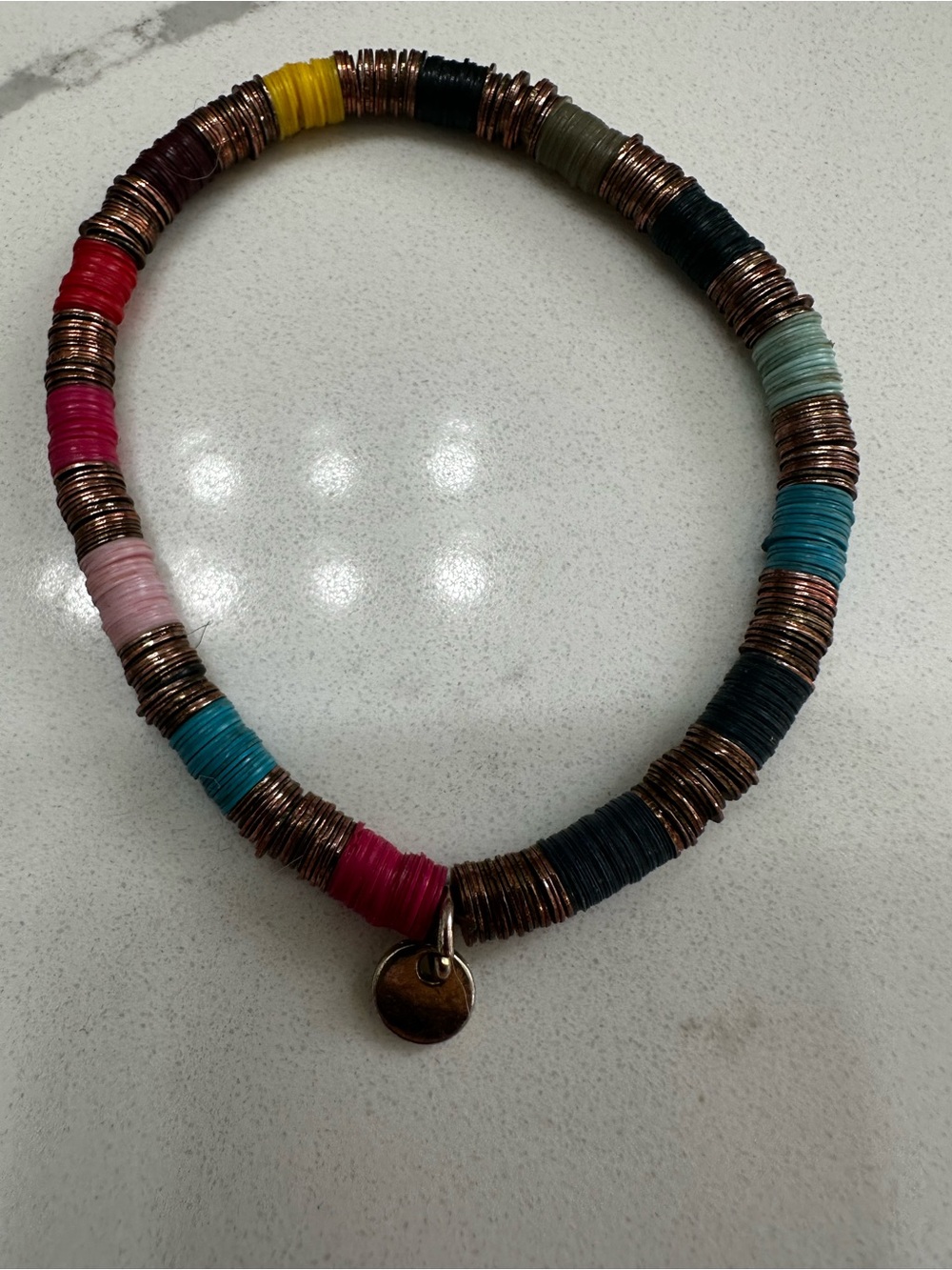 Roxanne Assoulin Multicolor Disc Bead Bracelet with Charm new condition